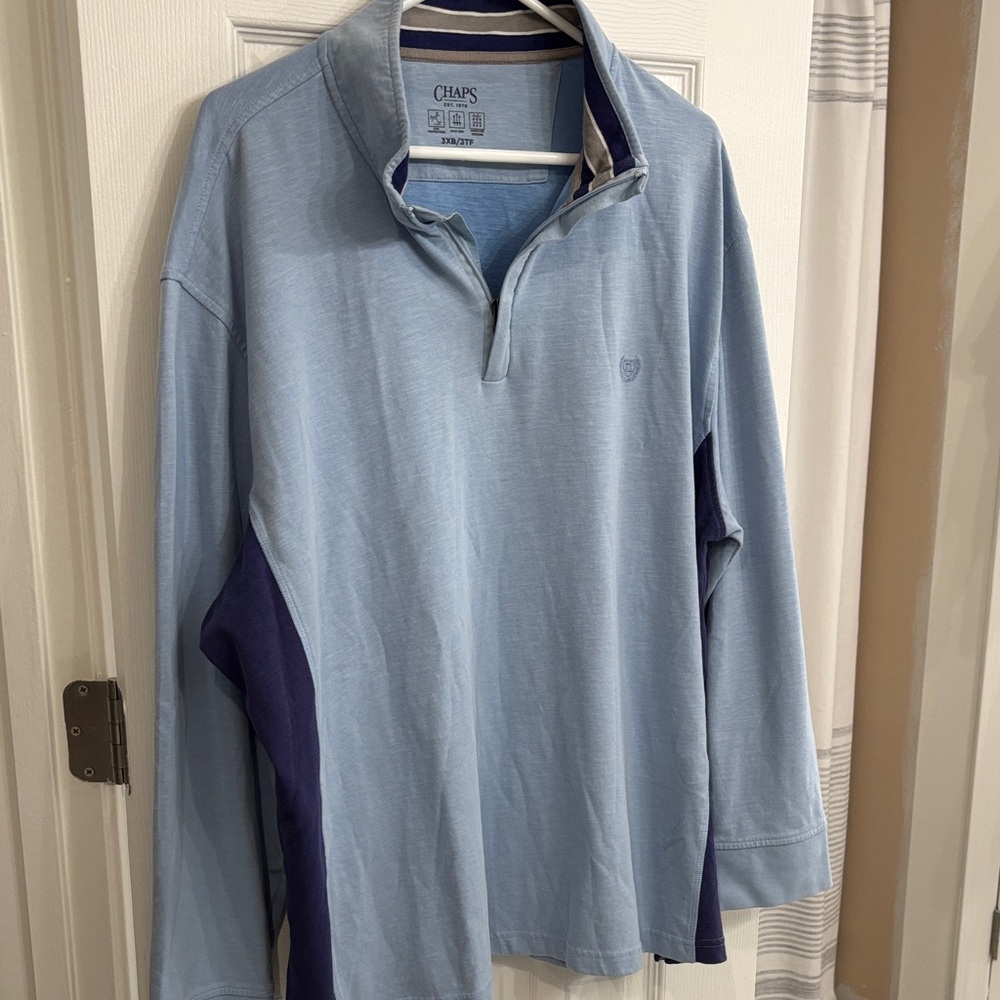 Chaps Men's Light Blue and Navy Casual Shirt